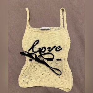 Mango Cream Knit Tank with Black Detail